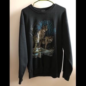 Black Wolf Pattern Crewneck